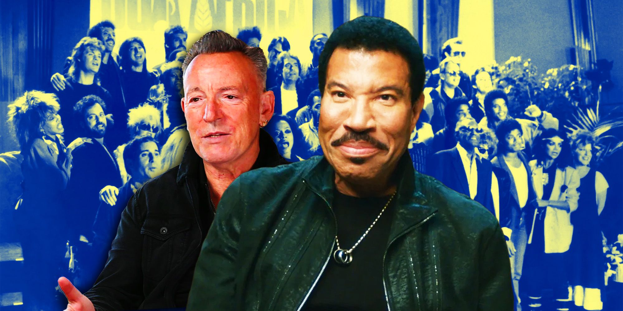 Lionel Richie si Bruce Springsteen si artistul din documentarul We Are The World din The Greatest Night in Pop